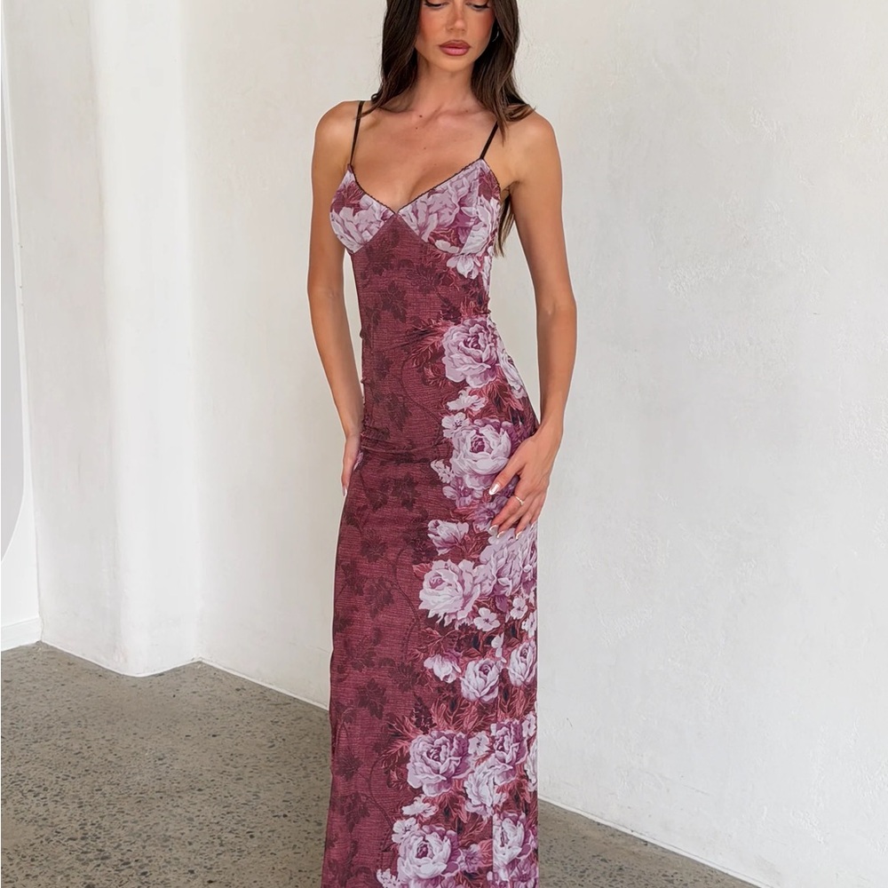 Tiger Mist Mauve Floral Maxi Dress - Picture 4 of 6